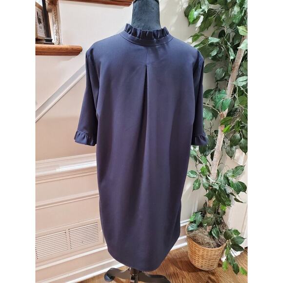 Sharagano Women Blue Polyester Round Neck 3/4 Sleeve Knee Length Dress Size 16 - Picture 5 of 12